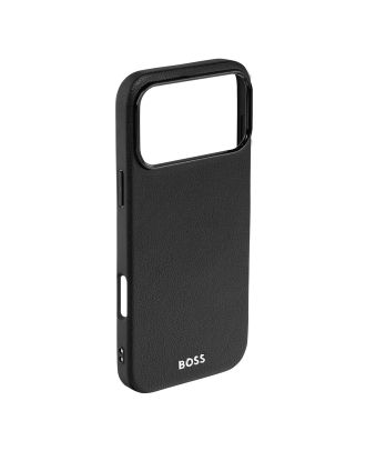 Hugo Boss Grained Black hoesje voor iPhone 17 Pro Max