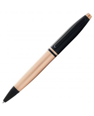 Cross Calais Brushed Rose Gold and Black Lacquer Ballpoint Pen