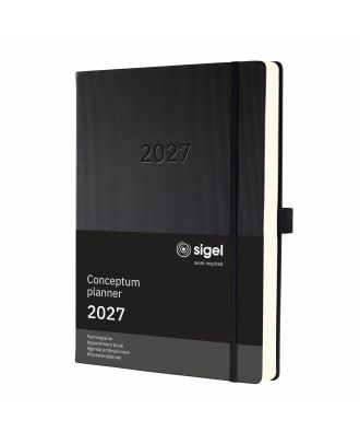 Sigel Conceptum Daily Planner 2027 A4+ Black Hard Cover