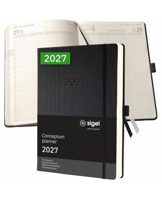Sigel Conceptum Daily Planner 2027 A4+ Black Hard Cover