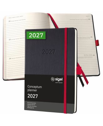 Sigel Conceptum 2027 Weekly Planner A5 Black/Red Hard Cover
