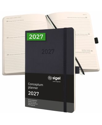 Sigel Conceptum Pure 2027 Weekagenda A5 Zwart Soft Cover