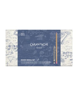 Caran d'Ache Toile de Jouy Special Edition Watercolour Pencils and Neocolor II Aquarelle Set