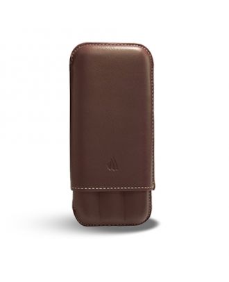 Recife Rivièra Lederen Hard Case Pen Etui Chocolat voor 3 pennen