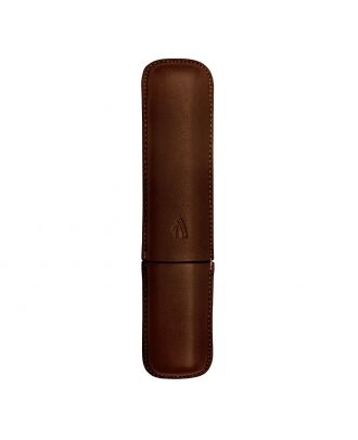 Recife Rivièra Lederen Hard Case Pen Etui Chocolat voor 1 pen