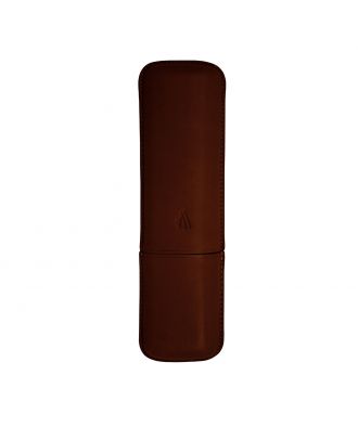 Recife Rivièra Lederen Hard Case Pen Etui Chocolat voor 2 pennen