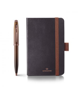 Sheaffer 100 Coffee Edition with Regal Brown PVD Trims Ballpoint Pen set with Notebook