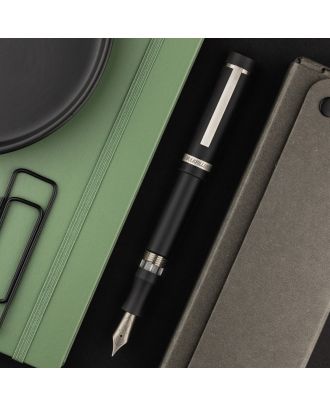 Conid Regular Black Bulkfiller – Delrin Barrel – Flat Top Fountain Pen