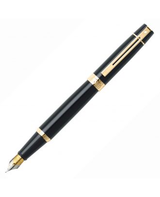 Sheaffer 300 Glossy Black Gold Trim Fountain Pen