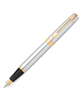 Sheaffer 300 Bright Chrome Gold Trim Fountain Pen