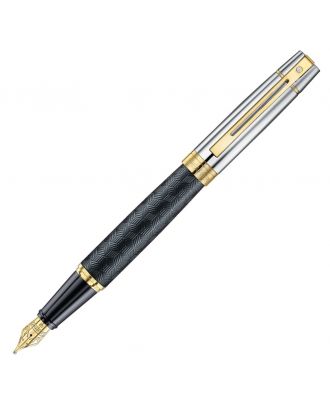 Sheaffer 300 Engraved Black with Chrome Cap and Gold Trims Fountain Pen