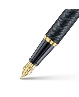 Sheaffer 300 Engraved Black with Chrome Cap and Gold Trims Fountain Pen