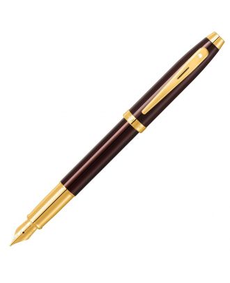 Sheaffer 100 Glossy Coffee Brown with PVD Gold Trim Fountain Pen