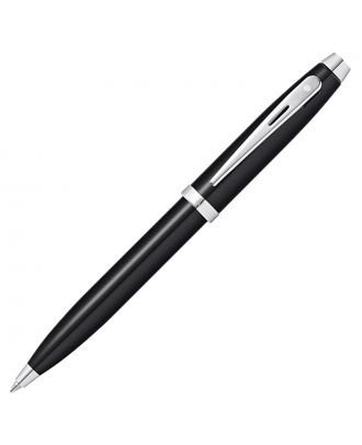 Sheaffer 100 Glossy Black Chrome Trim Ballpoint Pen