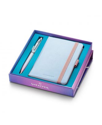 Sheaffer 100 Expressions Blue and Pink Pearlised Gradient Ballpoint Pen set with Notebook