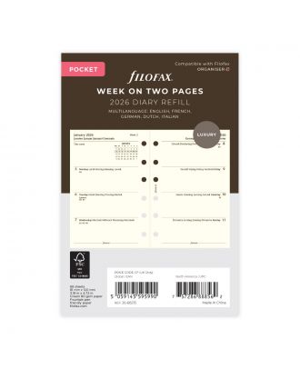 Filofax Pocket Week on Two Pages Cotton Cream Diary 2026