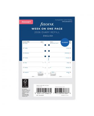 Filofax Pocket Week on One Page English Diary 2026
