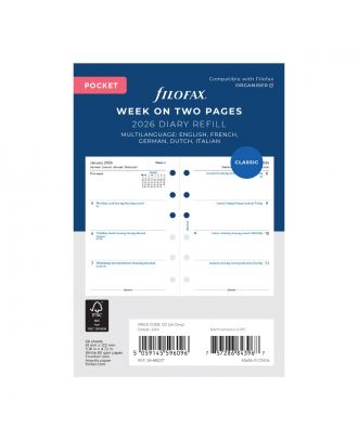 Filofax Pocket Week on Two Pages Diary 2026