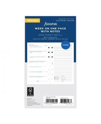 Filofax Personal Week on One Page With Notes 2026