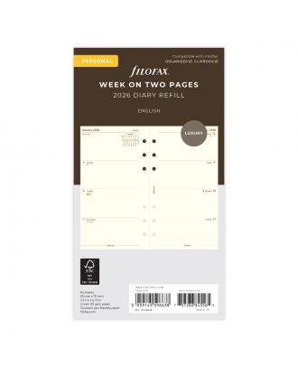 Filofax Personal Week on 2 Pages Cream Diary 2026