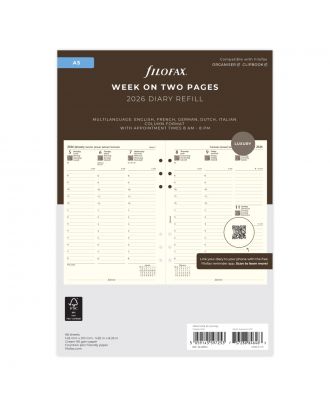 Filofax A5 Week on Two Pages Diary Crème 2026