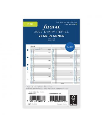 Filofax Mini Refill Year Planner 2027