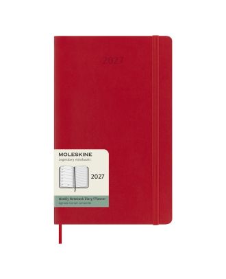 Moleskine Large Diary 2027 Weekly Planner with Notebook Red Soft Cover