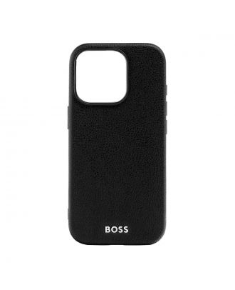Hugo Boss Grained Black Phone Case for iPhone 16 Pro