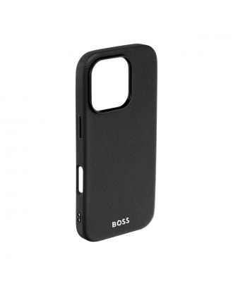 Hugo Boss Grained Black Phone Case for iPhone 16 Pro