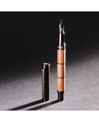 Tom Hessin Revolutin Collection Rustic Wooden Barrel Fountain Pen
