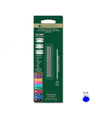 Monteverde Mini Ballpoint Refill D1-Type Medium Blue(4 pack)