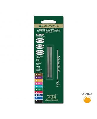 Monteverde Mini Ballpoint Refill D1-Type Medium Orange (4 pack)