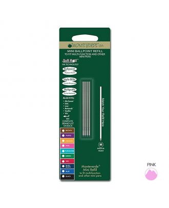 Monteverde Mini Ballpoint Refill D1-Type Medium Pink (4 pack)