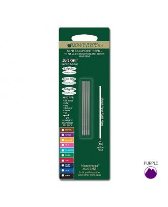 Monteverde Mini Ballpoint Refill D1-Type Medium Purple (4 pack)