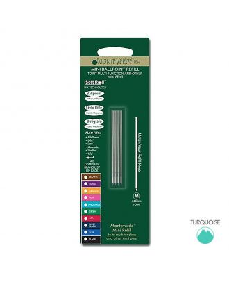 Monteverde Mini Ballpoint Refill D1-Type Medium Turquoise (4 pack)