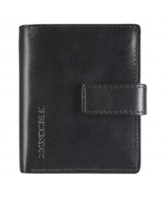 Maverick All Black Compact Leather Wallet with Cardprotector RFID protection