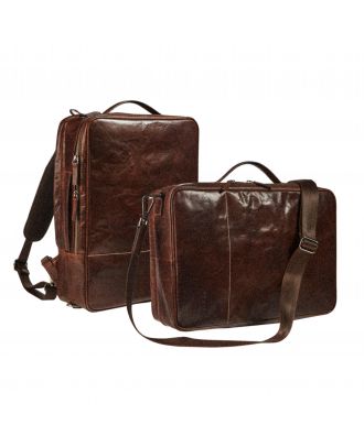 Maverick Rough Gear Leather 2-in-1 anti-theft business bag and backpack with laptop compartment 15.6"