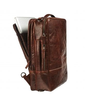 Maverick Rough Gear Leather 2-in-1 anti-theft business bag and backpack with laptop compartment 15.6"