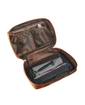 Maverick Rough Gear Cognac Leather Compact Toiletbag