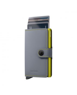 Secrid Mini Wallet Leather Matte Grey & Lime