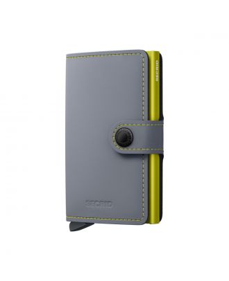 Secrid Mini Wallet Leather Matte Grey & Lime