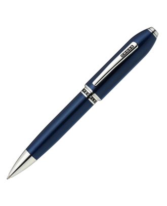 Cross Peerless 125 Polished Translucent Cobalt Blue Engraved Diamond Pattern Ballpoint Pen