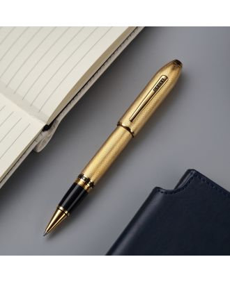 Cross Peerless Polished 23KT GoldPlated Engraved Diamond Pattern Roller