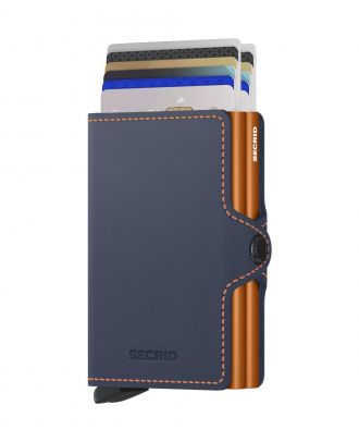 Secrid Twin Wallet Leather Matte Night Blue-Orange