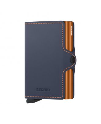Secrid Twin Wallet Leather Matte Night Blue-Orange