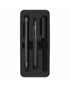 Faber Castell Hexo Matt Black Fountain Pen and Ballpoint Pen Gift Set