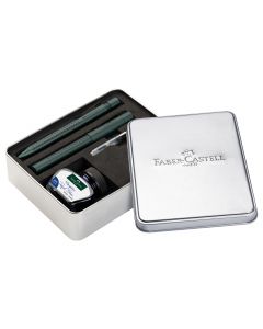 Faber Castell Grip Mistletoe Fountain Pen, Ballpoint Pen, Converter and Ink Bottle Gift Set