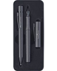 Faber Castell Grip All Black Fountain Pen and Ballpoint Pen Gift Set