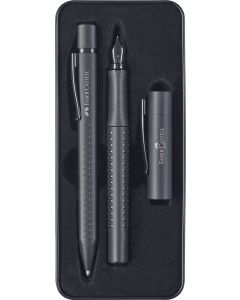 FABER CASTELL Grip All Black Fountain Pen and Ballpoint Pen Gift Set