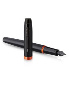 Parker IM Black Flame Orange Vibrant Rings Fountain Pen